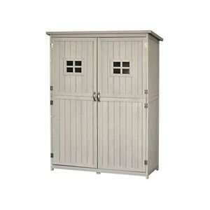 Outsunny Armoire de jardin dim. 128L x 50l x 164H cm 2 étagères 2 portes 2 fenêtres toit bitumé étanche bois massif pin pré-huilé gris - Publicité