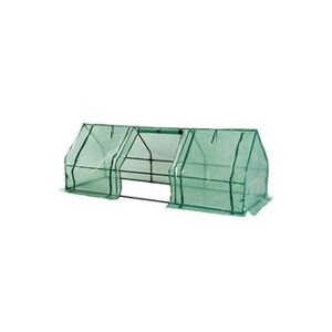 HOMCOM Mini serre de jardin 270L x 90l x 90H cm acier PE haute densité 140 g/m² anti-UV 3 fenêtres avec zip enroulables vert - Publicité