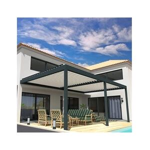 Ombrazur Pergola Bioclimatique COCOON Mixte Gris anthracite / Blanc 8,00x3,563m Verin + LED - Publicité