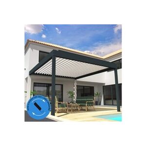 Ombrazur Pergola Bioclimatique COCOON XL perpendiculaire Horaire Mixte Gris anthracite / Blanc 6,015x3,50m Verin - Publicité