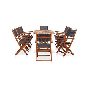 VIDAXL Mobilier à dîner de jardin 9 pcs Bois d'eucalyptus et textilène - Publicité