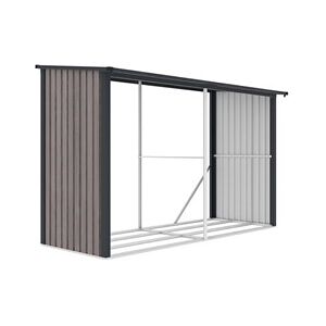 Vente-Unique.com Abri bûches métal en acier galvanisé effet bois 5,78 m3 - 8 stères - L302 x P119 x H190cm - VARWOOD - Publicité