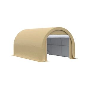 Outsunny Tente garage carport dim. 5L x 3l x 2,4H m acier galvanisé robuste PE haute densité 190 g/m² imperméable anti-UV beige - Publicité