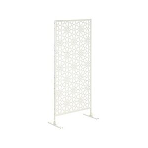 Outsunny Panneau décoratif extérieur métal - brise vue motif étoiles - visserie incluse - dim. 92L x 45l x 198H cm - acier thermolaqué blanc - Publicité