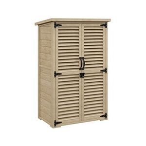 Outsunny Armoire de jardin abri de jardin 2 portes persiennes 2 étagères toit bitumé bois sapin pré-huilé - Publicité