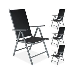 TECTAKE Lot de 4 chaises de jardin pliantes en aluminium - gris anthracite - Publicité