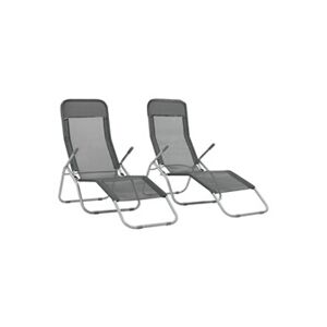 VIDAXL Chaises longues pliables 2 pcs Textilène Anthracite - Publicité