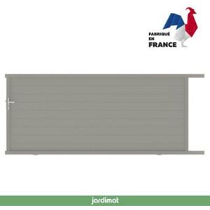 Portail Jardimat coulissant aluminium Alpes gris quartz - 350 x h.160 cm