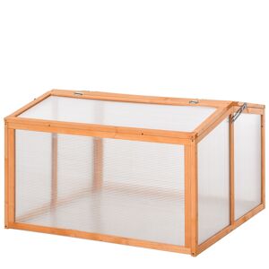 Outsunny Mini serre de jardin double face toit ouvrable panneaux de polycarbonate bois sapin traité 90 x 80 x 58 cm orange