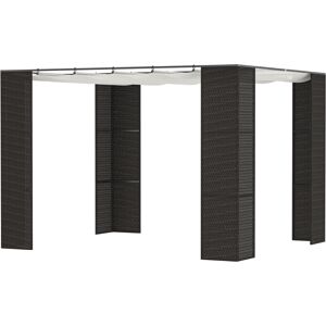 Outsunny Pergola rétractable 2,98L x 2,98l x 2H m toit coulissant anti-UV structure métal époxy anticorrosion résine tressée PP noir et crème