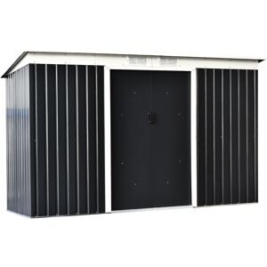 Outsunny Abri de Jardin remise à outils en acier galvanisé avec portes coulissantes, dim. 280L x 130l x 172H cm, noir-AOSOM.fr