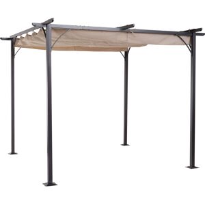 Outsunny Pergola aluminium 3L x 3l x 2,30H m pergola rétractable structure alu + toile polyester haute densité 180 g/m² incluse beige