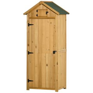 Outsunny Armoire abri de jardin remise pour outils 3 étagères 2 porte loquets toit pente bitumé 77L x 54,2l x 179H cm sapin massif traité jaune