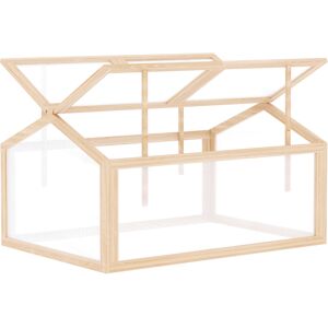 Outsunny Mini serre de jardin en bois panneaux transparents en polycarbonate avec 4 toits ouvrables 102 x 71 x 53 cm pour jardin terrasse balcon