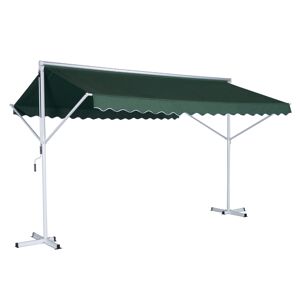 Outsunny Store Double Pente Manuel rétractable métal Polyester imperméabilisé 3,5L x 2,94l x 2,5H m Vert foncé