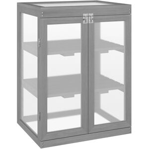 Outsunny Mini Serre de Jardin 3 Niveaux dim. 58L x 44l x 78H cm Double Porte Toit ouvrant Bois Sapin lasuré Polycarbonate