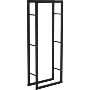 HOMCOM Etagère porte bois de cheminée porte-bûches design contemporain charge max. 100 Kg dim. 60L x 25l x 150H cm métal noir