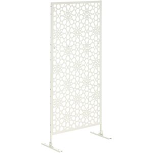 Outsunny Panneau brise vue décoratif extérieur Panneau d'extérieur blanc à motif en métal - 92 x 45 x 198 cm   Aosom France