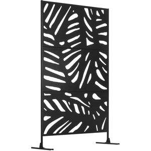 Outsunny Panneau brise vue décoratif extérieur noir à motif végétal en métal - 122 x 45 x 198 cm   Aosom France