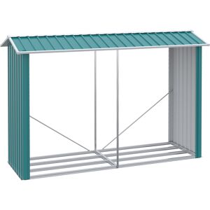 Outsunny Abri bûches de stockage pour bois de chauffage en acier galvanisé 240 x 86 x 160 cm vert