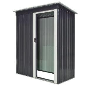 Outsunny Abri de jardin remise pour outils porte verrouillable tôle d'acier 163L x 89l x 182H cm noir et blanc