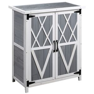 Outsunny Abri de jardin armoire de jardin remise pour outils sur pied dim. 75L x 40l x 90H cm 3 étagères 2 portes gris