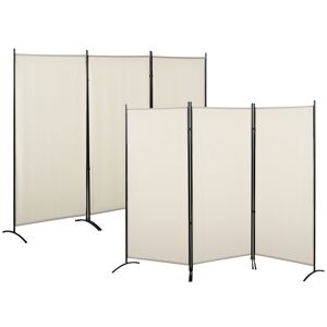 HOMCOM Lot de 2 paravents 3 panneaux dim. 2,53L x 0,5l x 1,82H m Store latéral Brise-Vue paravent sur Pied séparateur métal