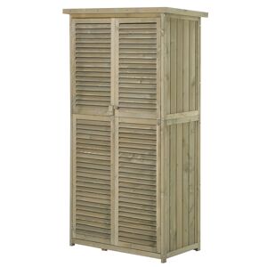 Outsunny Armoire de Jardin abri Jardin sur Pied dim. 87L x 47l x 160H cm 2 étagères Portes persiennes Toit bitumé étanche Bois pin Autoclave Vert