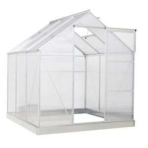 Outsunny Serre de Jardin  Abri Plante Jardinage Polycarbonate 3,6 m² dim. 1,9L x 1,93l x 2,05H m Fondation Lucarne réglable Porte coulissante