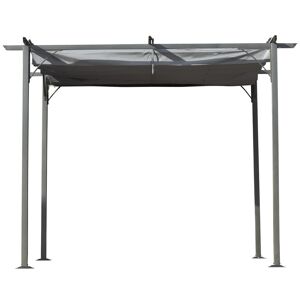 Outsunny Pergola rétractable 3L x 3l x 2,30H m structure métal époxy anticorrosion, toile polyester haute densité incluse gris