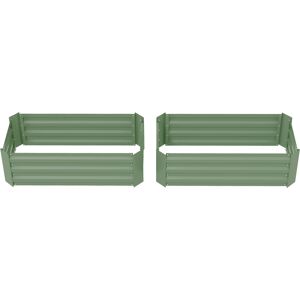 Outsunny Lot de 2 carré potager de jardin dim. 100L x 50l x 30H cm - tôle d'acier ondulée vert