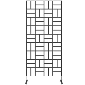 Outsunny Panneau brise vue décoratif paravent extérieur à motif géométrique ajouré en métal - 90L x 45l x 198H cm, noir