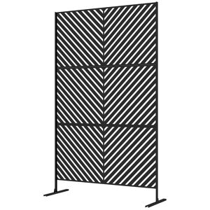 Outsunny Panneau brise vue décoratif paravent extérieur à motif géométrique ajouré en métal - 122 x 45 x 198 cm, noir