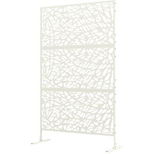 Outsunny Panneau brise vue décoratif paravent extérieur à motif géométrique ajouré en métal - 122 x 45 x 198 cm, blanc