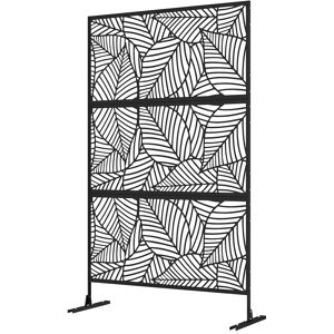 Outsunny Panneau brise vue décoratif paravent extérieur noir à motif végétal en métal - 122 x 45 x 198 cm, noir