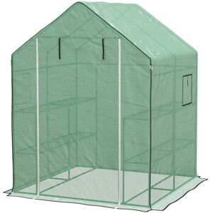 Outsunny Serre de jardin avec 1 porte, 1 fenetres, étagères 3 niveaux pour Légumes Plantes Fleurs Bâche PE 140 x 143 x 190 cm