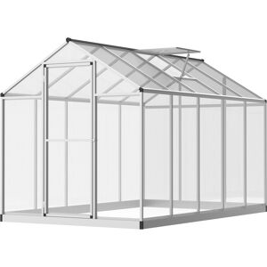 Outsunny Serre de jardin aluminium polycarbonate double paroi anti-UV lucarne réglable fondation gouttières incluses 303 x 183 x 195 cm transparent