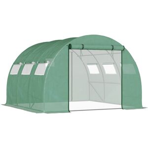 Outsunny Serre de Jardin Tunnel 9 m² 300L x 295l x 197H cm - PE Haute densité 140 g/m² fenêtres porte déroulante vert   Aosom France