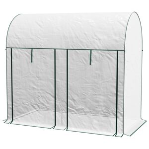 Outsunny Serre de jardin 2 m² dim. 2L x 1l x 1,78H m 2 Portes zippées enroulables Acier PE Haute densité 140 g/m² Anti-UV blanc