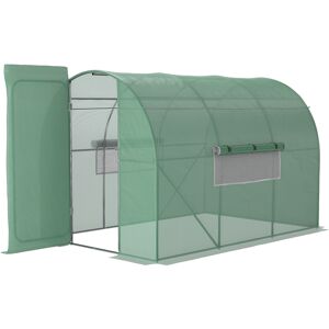 Outsunny Serre de Jardin Serre Tunnel 6 m² Acier galvanisé renforcé diamètre 2,5 cm + PE Haute densité fenêtres Porte Vert