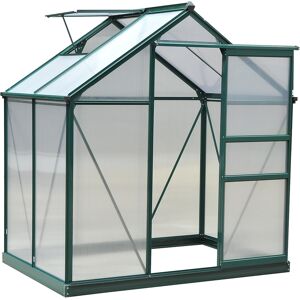 Outsunny serre de jardin en aluminium et polycarbonate à paroi doublée alvéolée Dim.1,9L x 1,32l x 2,01H m vert, transparent