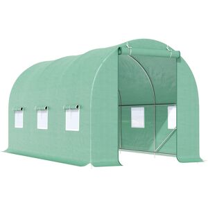 Outsunny Serre de Jardin  Serre Tunnel 4,5L x 2l x 2H m châssis Tubulaire Acier galvanisé renforcé 1,8 cm 6 fenêtres 1 Porte Vert