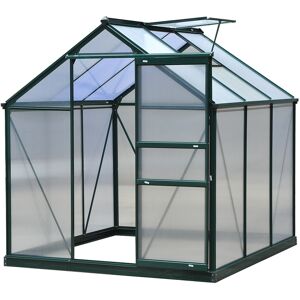 Outsunny serre de jardin en aluminium et polycarbonate à paroi doublée alvéolée Dim.1,9L x 1,92l x 2,01H m vert, transparent