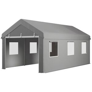 Outsunny Tente garage carport 6L x 2,95l x 2,78H m acier galvanisé PE haute densité 160 g/m²  2 portes enroulables et 6 fenêtres