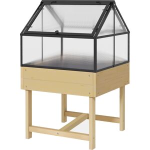 Outsunny Mini Serre sur Pieds dim.  60L x 57l x 103H cm double toit ouvrable Panneaux de Polycarbonate, acier, Bois Sapin traité