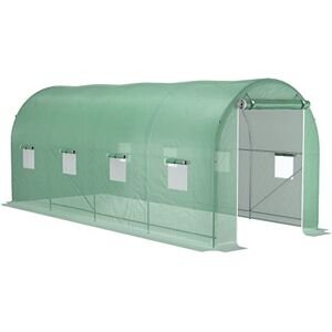 Outsunny Serre de Jardin Tunnel Surface Sol 10 m² 5L x 2l x 2,05H m châssis Tubulaire renforcé Porte zippée 8 fenêtres enroulables Vert - Publicité