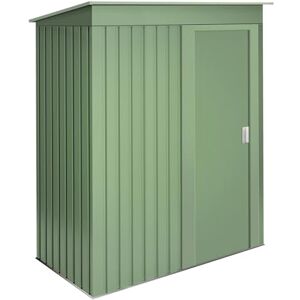 wasabi Armoire de Jardin métallique 1,39m2 Neat Green 86x162x181cm Porte coulissante Toit incliné Couleur Vert Abri de Jardin extérieur - Publicité