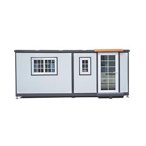 BOVONO Petite maison/petit entrepôt préfabriqué moderne mobile extensible, plastique, acier robuste, porte verrouillable et fenêtre, 5 x 6 m - Publicité