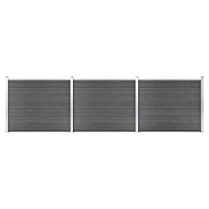 vidaXL Ensemble de Panneau de Clôture Barrière de Jardin Mur de Clôture Bordure de Balcon Patio Terrasse Arrière-Cour Extérieur WPC 526x146 cm Noir - Publicité