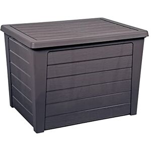 EDA Coffre de Jardin Baya 160 L Décor Bois Rangement Extérieur Anti-UV Couvercle clipsable Gris Anthracite 72,5 x 54,2 x 51 cm - Publicité